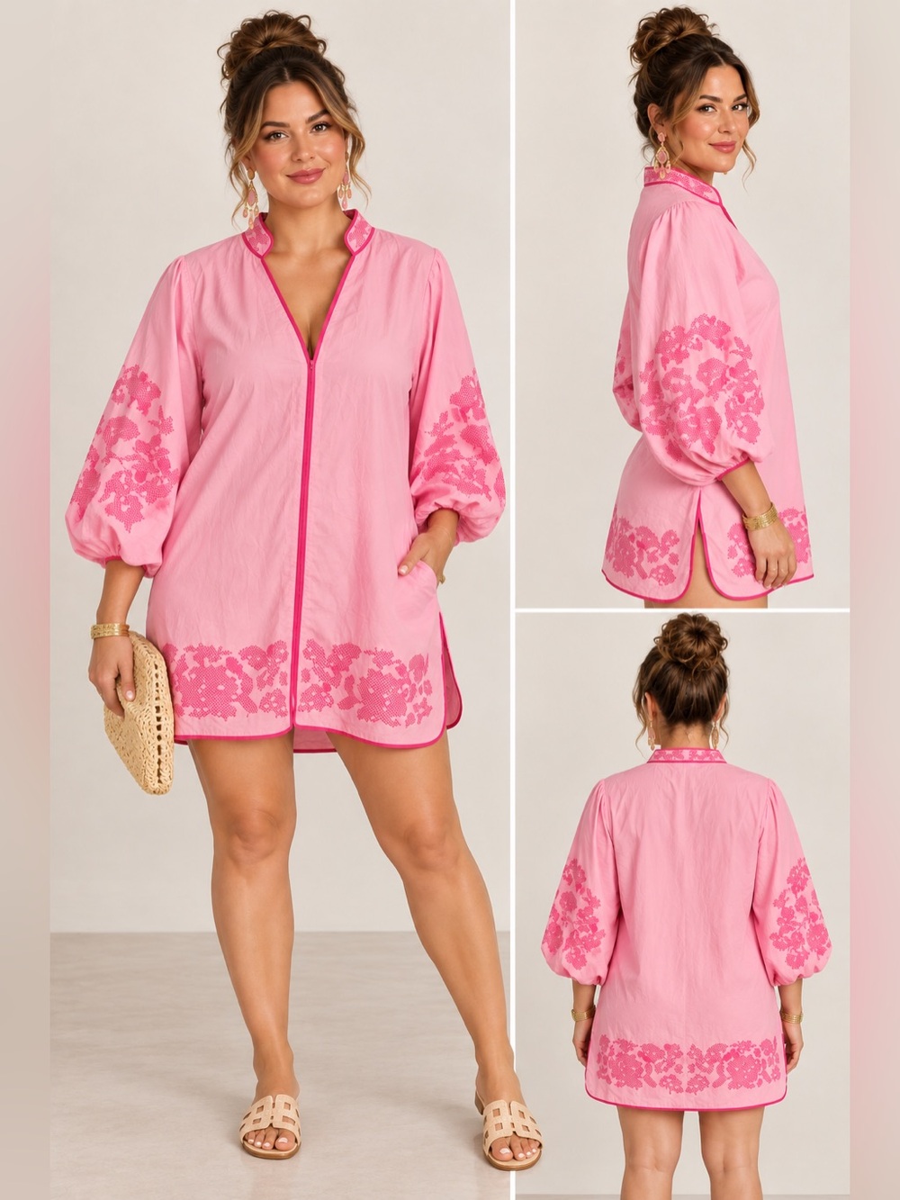 Hyacinth House Pink Embroidered
Arem Caftan Dress